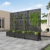 Wooakway Black Metal Planter Box with Trellis Raised Garden Bed with Arbor Privacy Screen with Wheels - 2 of 4