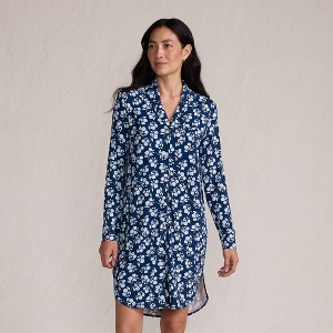 Lands' End Women's Cotton Poplin Long Sleeve Sleepshirt Nightgown - 1 of 4