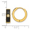 Chisel Stainless Steel Polished Yellow IP-plated with Black Enamel and Cubic Zirconia 5mm Hinged Hoop Earrings - 4 of 4