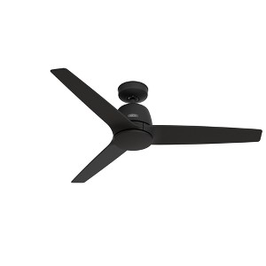 Hunter Fans 52" Malden Ceiling Fan Matte Black Finish - 3 Blades, WhisperWind Motor, Handheld Remote, Indoor Use - 1 of 4