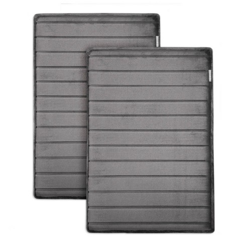 Activated Charcoal Memory Foam Bath Mat in Silver, 17 x 24 in