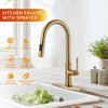 WOWOW Single Handle Pull Down Sprayer Kitchen Faucet with Advanced Spray in Gold - 2 of 4