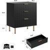 Modern Fluted 3-Drawer Dresser, Stylish Bedroom Nightstand with Deep Storage Drawers, Wooden Organizer for Living Room, Hallway, or Kids' Room - 2 of 4