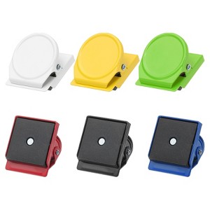 Unique Bargains Stainless Steel Hooks and Hangers Refrigerator Magnetic Clips 1.38" x 1.22" 6 Pcs - 1 of 3