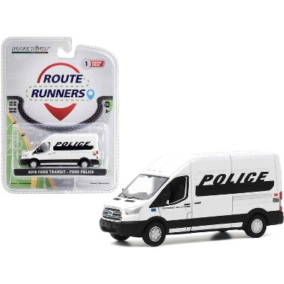 2019 Ford Transit High Roof Van "Police" White and Black "Route Runners" Series 1 1/64 Diecast Model by Greenlight