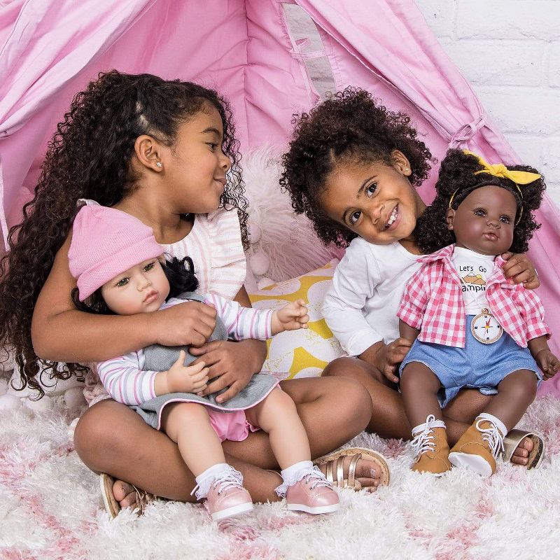 Adora Realistic Black Baby Doll Happy Camper Toddler Doll - 20 inch, Soft CuddleMe Vinyl, Black hair, Brown eyes, 5 of 10