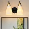 PAKOKULA 2-Light Black and Gold Bathroom Vanity Light With Cone Milk Glass Shade - 2 of 4