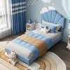 Coolmee Twin/Twin XL Bed Frame, Velvet Upholstered Platform Bed Frame with Height Adjustable Headboard for Boys and Girls, Wood Slat Support - 2 of 4