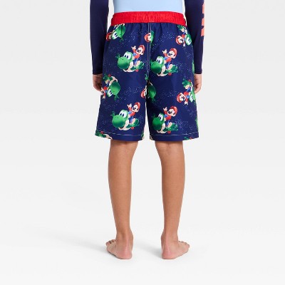 Nintendo Boys' Nintendo Super Mario Brothers and Yoshi Printed Swim Shorts - Navy Blue XL — фото 2