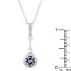 Slickblue Classic Drop Pendant for Women with Clear/Lavender Cubic Zirconia, Rhodium Plating, 1.81 ct, 15.5" Chain - 2 of 3