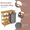 NAYSAYE Bamboo Laundry Hamper Stand with 3-Tier Open Shelves Removable Laundry Bag Multi-Purpose Organizer for Home Bathroom Bedroom, Brown and Gray - 4 of 4