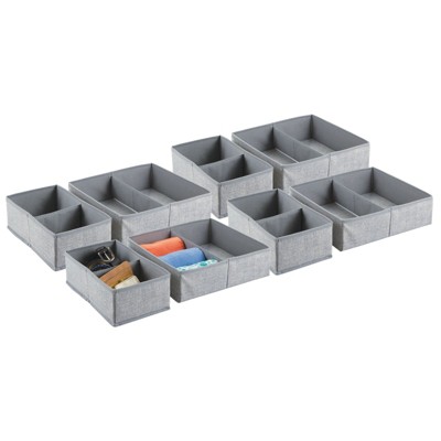 Image of mDesign Fabric Drawer/Closet Storage Organizer Bins for Bedroom, 4 Pack, Gray
