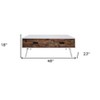 HomeRoots 48" Brown And White Wood And Metal Coffee Table With Two Drawers - 3 of 4