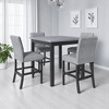 5-Piece Counter Height Dining Set, Square Rubberwood Table and 4 Upholstered High-Back Chairs for Kitchen or Dining Room - 2 of 4