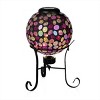 Alpine Corporation 10"H Solar Mosaic Gazing Globe with 14" Metal Stand Pink: Magical Evening Ambiance - 3 of 4