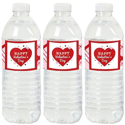 Big Dot of Happiness Conversation Hearts - Valentine's Day Party Water Bottle Sticker Labels - Set of 20