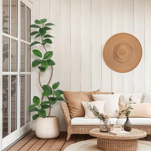 Artificial Plants Rubber Tree with Black Resin Pot& White Stone Faux Fiddle Leaf Fig Tree Indoor Artificial Trees - 1 of 4