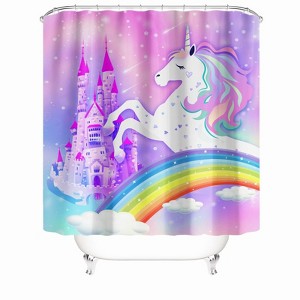 Castle And Rainbow Shower Curtains for Bathroom Waterproof Fabric Bath Curtain Durable Soft Stylish Bathroom Decor 72x72 Inch - 1 of 1