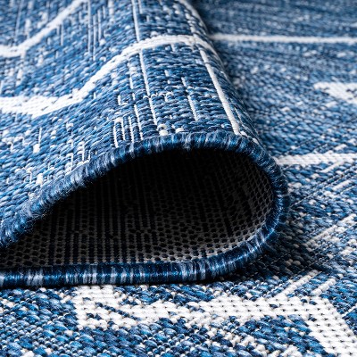 Boho-Chic Blue/Ivory Diamond Trellis 4' x 6' Synthetic Area Rug