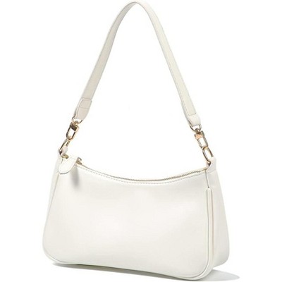 Attop White Clutch Tote Handbags with 2 Removable Straps and Zipper Closure Crossbody Bags Shoulder Purse Handbag for Women