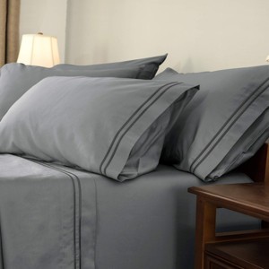 SUBRTEX 4-Piece Bed Sheet Set – Breathable Sheets & Pillowcases with Deep Pockets, Grey - 1 of 4