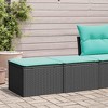 vidaXL 2 Piece Black Patio Sofa Set/Outdoor Lounge - Durable Poly Rattan/Acacia with Storage and Blue Cushions for Garden/Terrace - 2 of 4