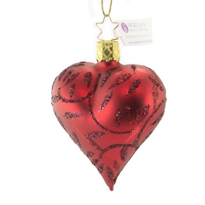 Inge Glas 3.0" Delights Dark Red Heart Ornament Valentine's Day  -  Tree Ornaments