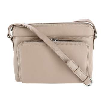 Ctm Women's Leather Shoulder Bag Purse With Side Organizer, White : Target