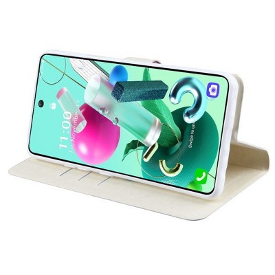 MyBat MyJacket Wallet Diamond Series Compatible With Cricket Grand LG K92 5G - Pink Fresh Roses