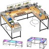 Nasitip 78.8" U-Shaped Desk w/Power Outlets, LED Lights & Monitor Stand – Reversible L-Shaped Office/Gaming Desk w/Storage - 3 of 4