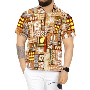 LA LEELA Mens Hawaiian Shirts Short Sleeve Button Down Shirt Floral Shirt Men Casual Holiday Summer Tropical Island Shirts Funny - 1 of 4