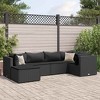 vidaXL Patio Lounge Set with Cushions Sectional Sofa Garden Backyard Poly Rattan - Black 3x corner 2x middle footrest - 2 of 4