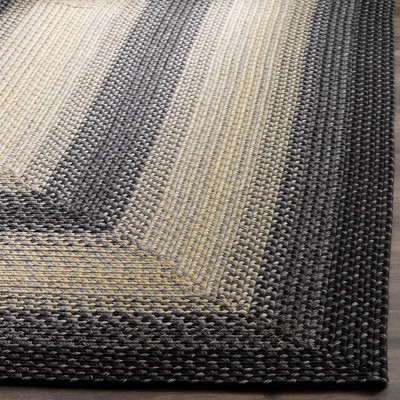 Handmade Black and Beige Braided Reversible Area Rug