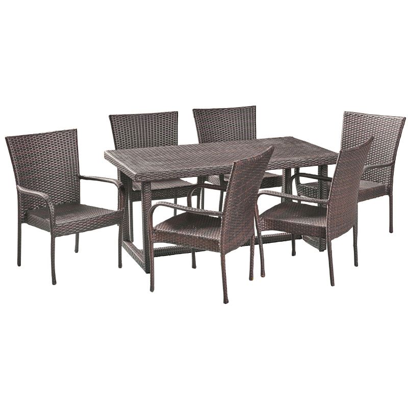 Melville 7pc Wicker Dining Set - Brown - Christopher Knight Home, 3 of 6