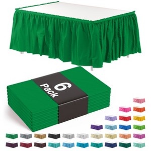 Crown Display 6 pack Disposable Plastic Tableskirts - 29" x 14 Ft ruffled Table Skirt with Adhesive Strip - 6 Count - 1 of 4
