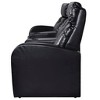 vidaXL 3-Seater Home Theater Recliner Sofa - Black Faux Leather - Convertible with Built-in Cup Holder - Easy to Clean - Comfortable Cushioned Seats - 3 of 4