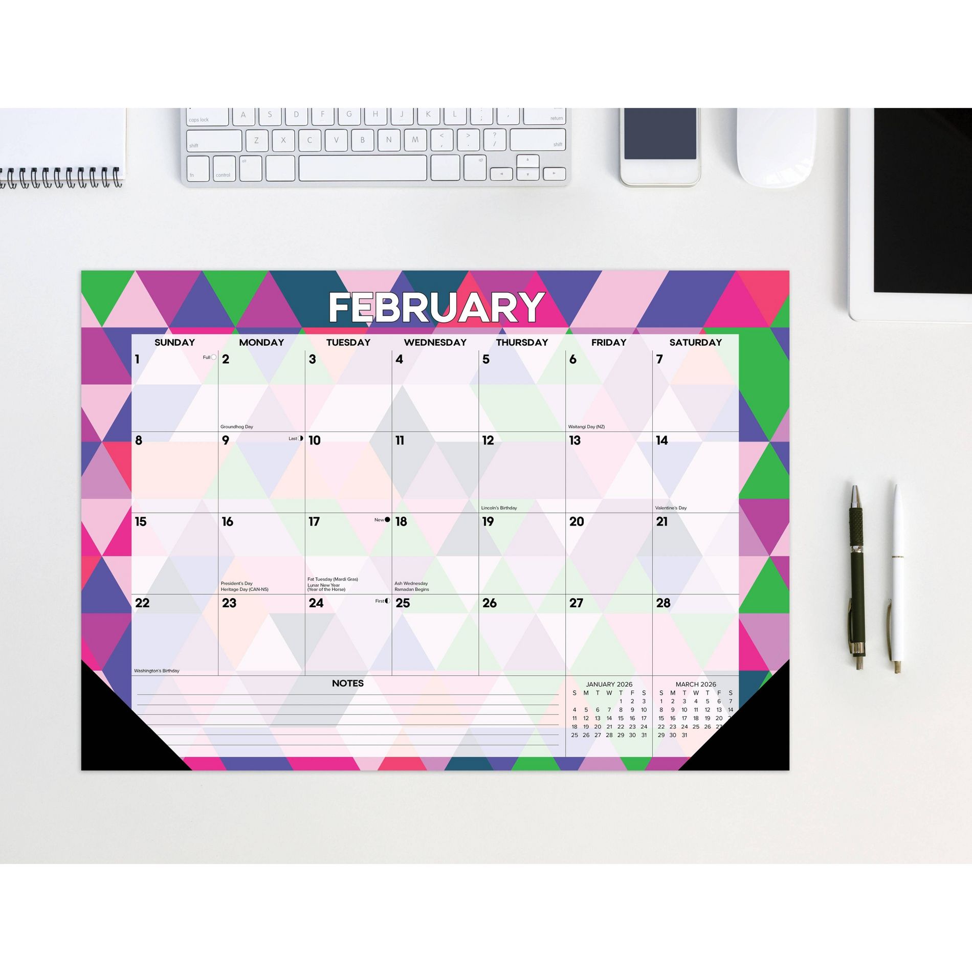 Willow Creek Press 17"x12" 2026 Modern Geometric Small Monthly Deskpad
