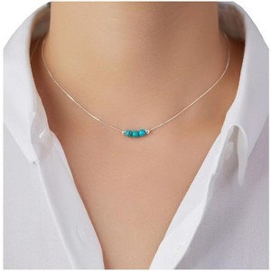 925 Sterling Silver Choker Necklace, Handmade with 3 Birthstone Beads for Women - 1 of 2