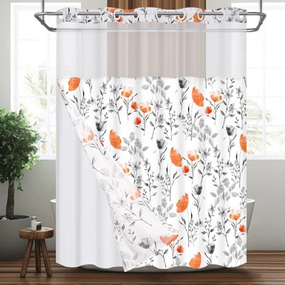 LunaLulinlk Hookless Shower Curtain with Snap in Liner