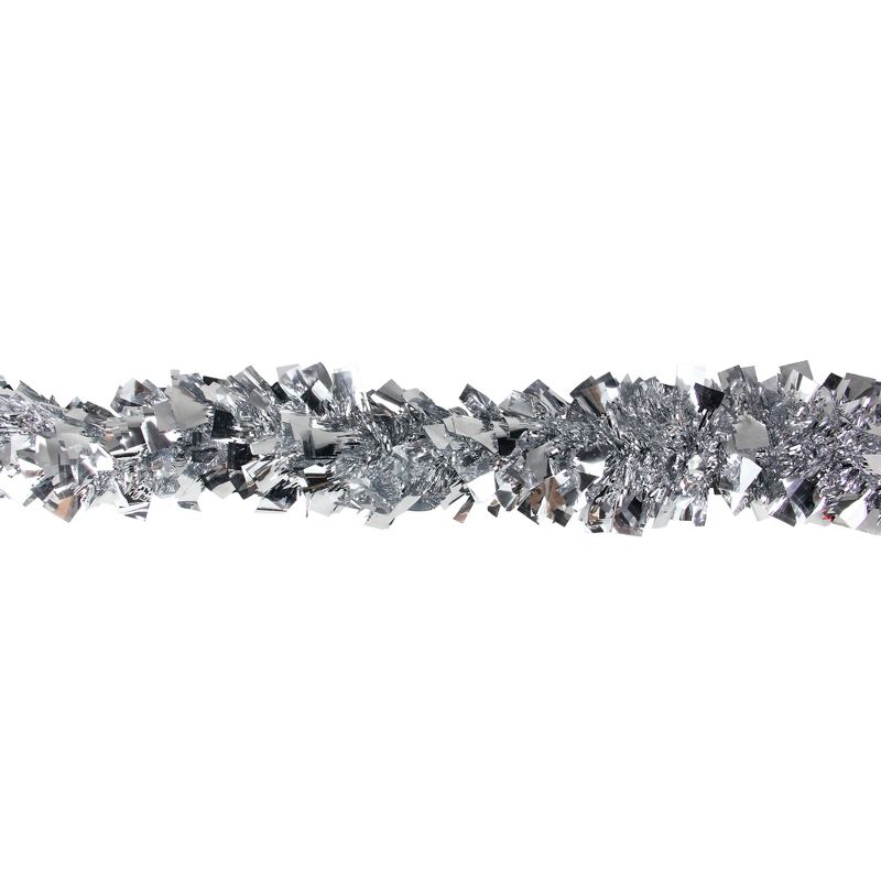 Northlight 12' x 4" Unlit Shiny Holographic Silver Christmas Tinsel Garland, 2 of 4