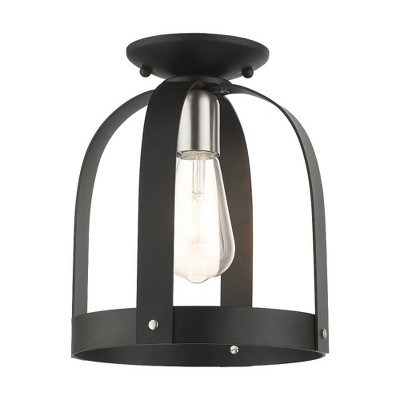 Livex Lighting Stoneridge 1 - Light Semi-Flush Mount in  Textured Black