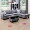 DOMETOUR Living Room Sofa Set 3Pcs(Sofa+Chaise+Ottoman) - 4 of 4