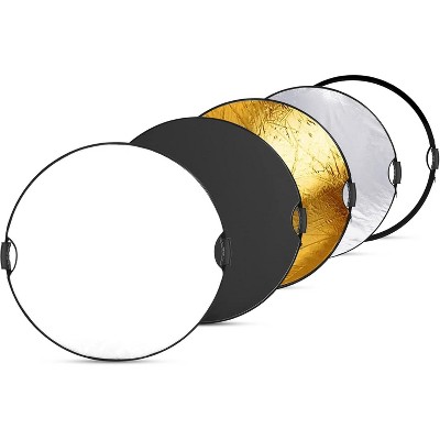 Boersma 80cm Light Reflector with Handle 5 in 1 Foldable Round Light Diffuser, Silver/Gold/White/Black for Studio or Outdoor Photo Lighting