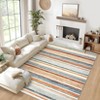 Modern Area Rug 6x9 Washable Striped Accent Carpet with Non-Slip Backing, Stain-Resistant Low Pile Indoor Mat, Foldable Contemporary Throw Rug - 2 of 4
