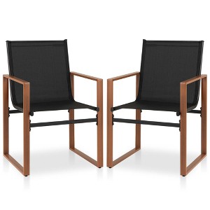 Tangkula 2 PCS Outdoor Dining Chairs Patio Furniture Chair w/ Breathable Seat & Backrest - 1 of 4