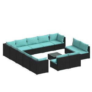 vidaXL Garden Lounge Set Black PE Rattan Large Garden Lounge Set - 1 of 4