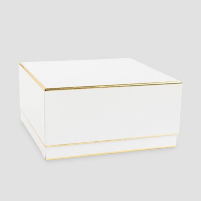White and Gold Edge Large Square Box - Sugar Paper™