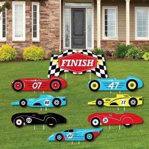 Big Dot of Happiness Let's Go Racing - Racecar - Yard Sign & Outdoor Lawn Decorations - Race Car Birthday Party or Baby Shower Yard Signs - Set of 8 - 1 of 4