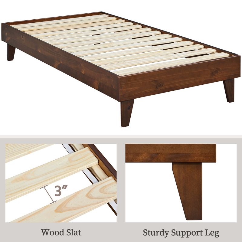 Yaheetech Wooden Bed Frame Platform Bed with Wood Slat Support, 4 of 8