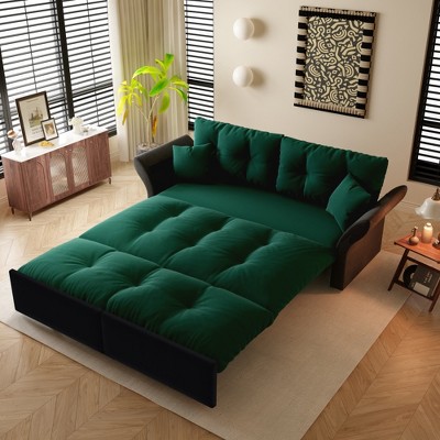 Lycvki 74.8" Queen Pull Out Sofa Bed, 3-in-1 Convertible Sleeper Tufted Sofa with 2 Soft Pillows